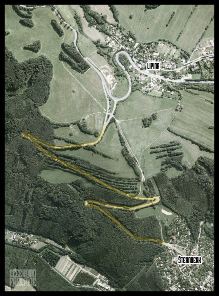 Mapa uzavřené části tratě Ecce Homo ve Šternberku na Moravě pro nemotorové závody